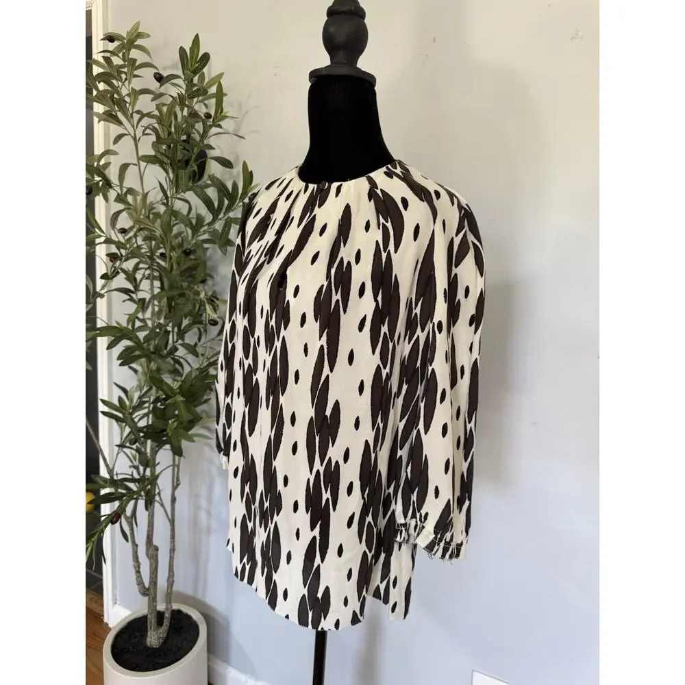 Tory Burch Silk Tunic Blouse Abstract Print Sz 12 luxury
